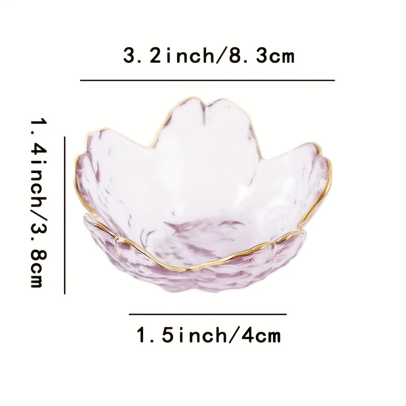 Sdeetesamjun Pink Glass Bowls Set of 4, Trifle Bowl Small Dipping Sauce  Cups- Japanese Sakura Flower Cherry Blossom Shaped Bowl Decorative Bowl For
