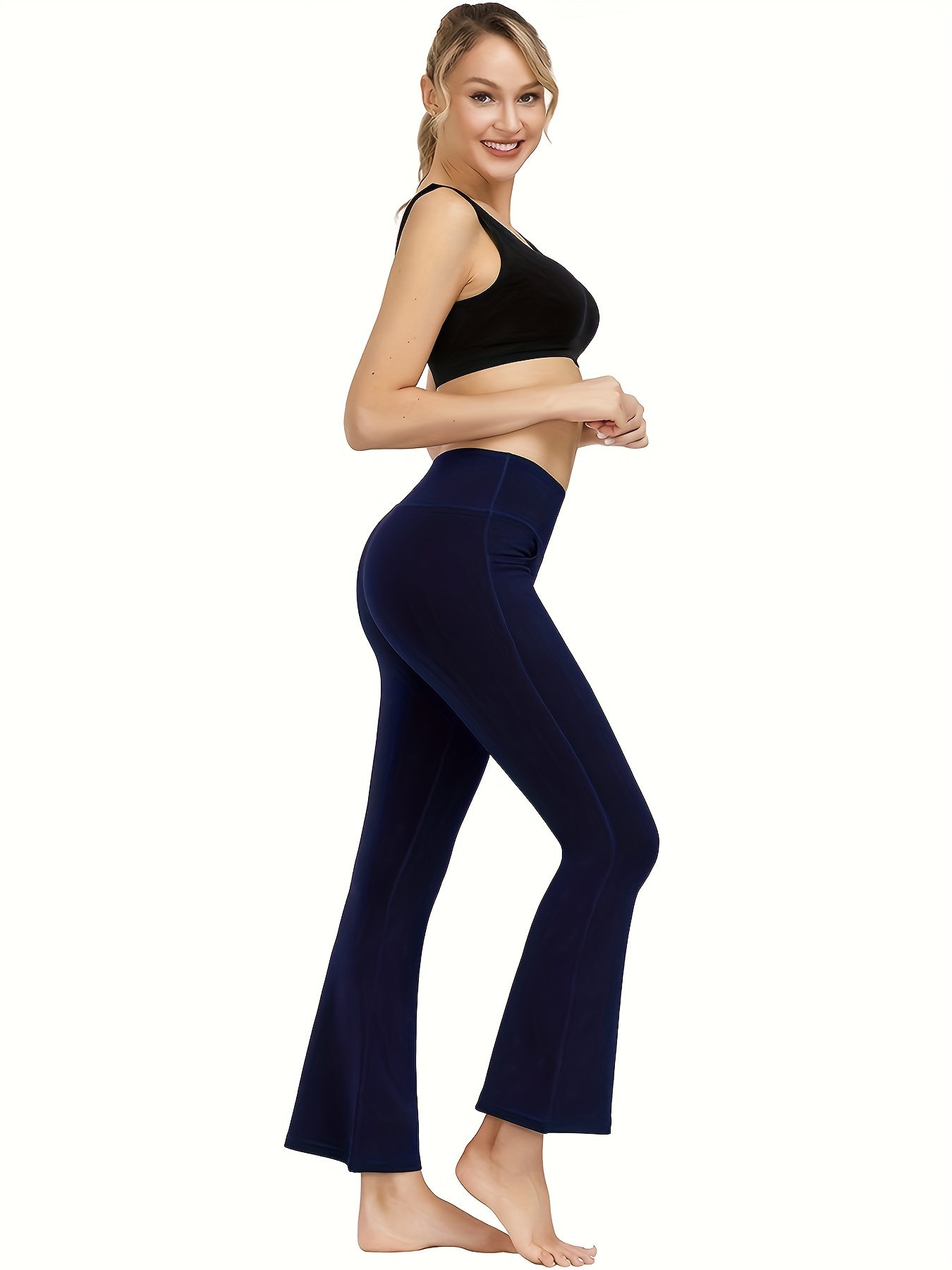 Women's Bootcut Yoga Pants Pocket Stretch Tummy Control - Temu