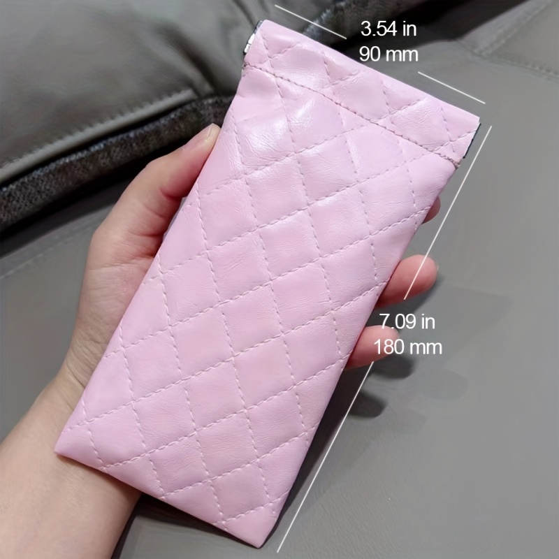 Rhombus PU Leather Glasses Pouch for Sunglasses & Reading Glasses