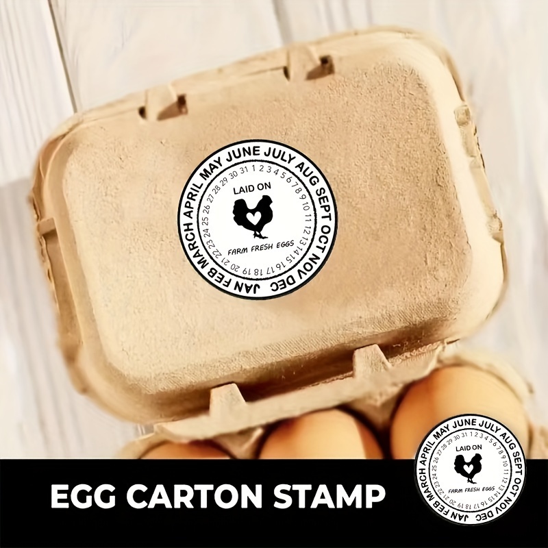  Eggs Laid On Date Stickers, Farm Fresh Eggs Carton Labels, 500 PCS/Roll, 2 Round Egg Date Packaging Stickers, Egg Stamps for Fresh  Eggs