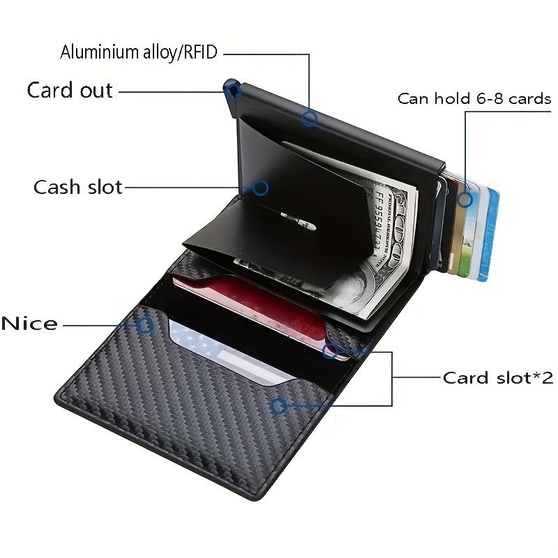 RFID Blocking Metal 6 Slots Stainless Steel Aluminum Credit Card Holder  wallet case for Men a