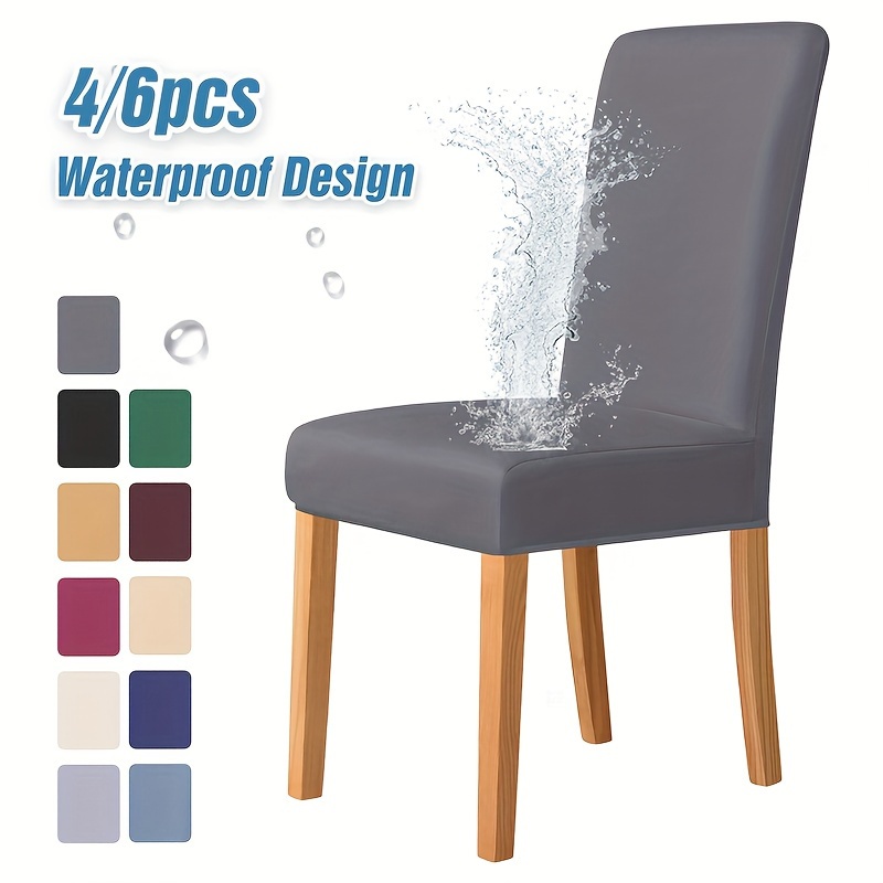 

4/6pcs Chair Slipcovers Waterproof Milk Fiber Fabric Back Chair Covers For Dining Room Restaurant Kitchen Home Decor