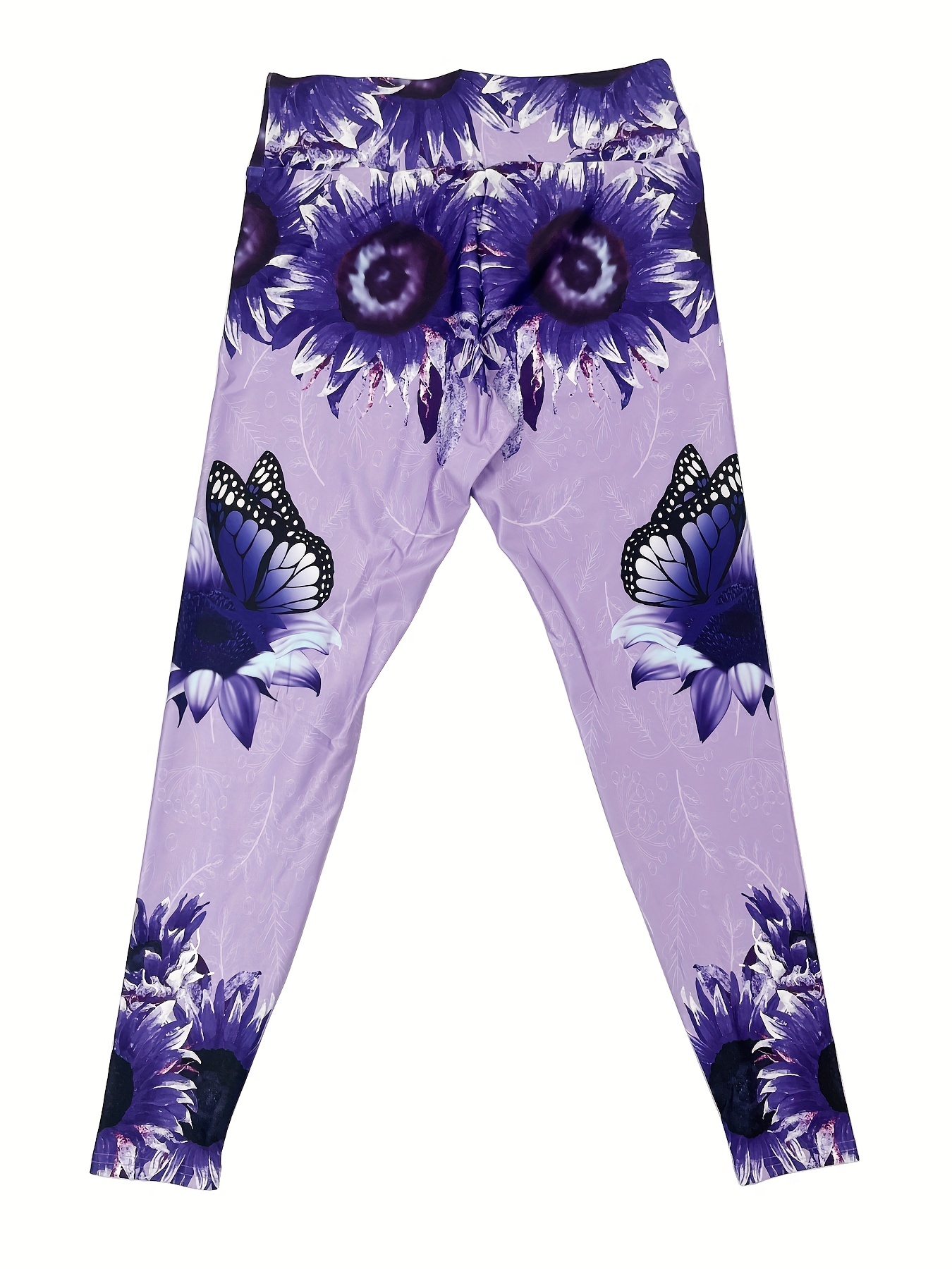 Women Legging with pockets - Light Purple Floral Print