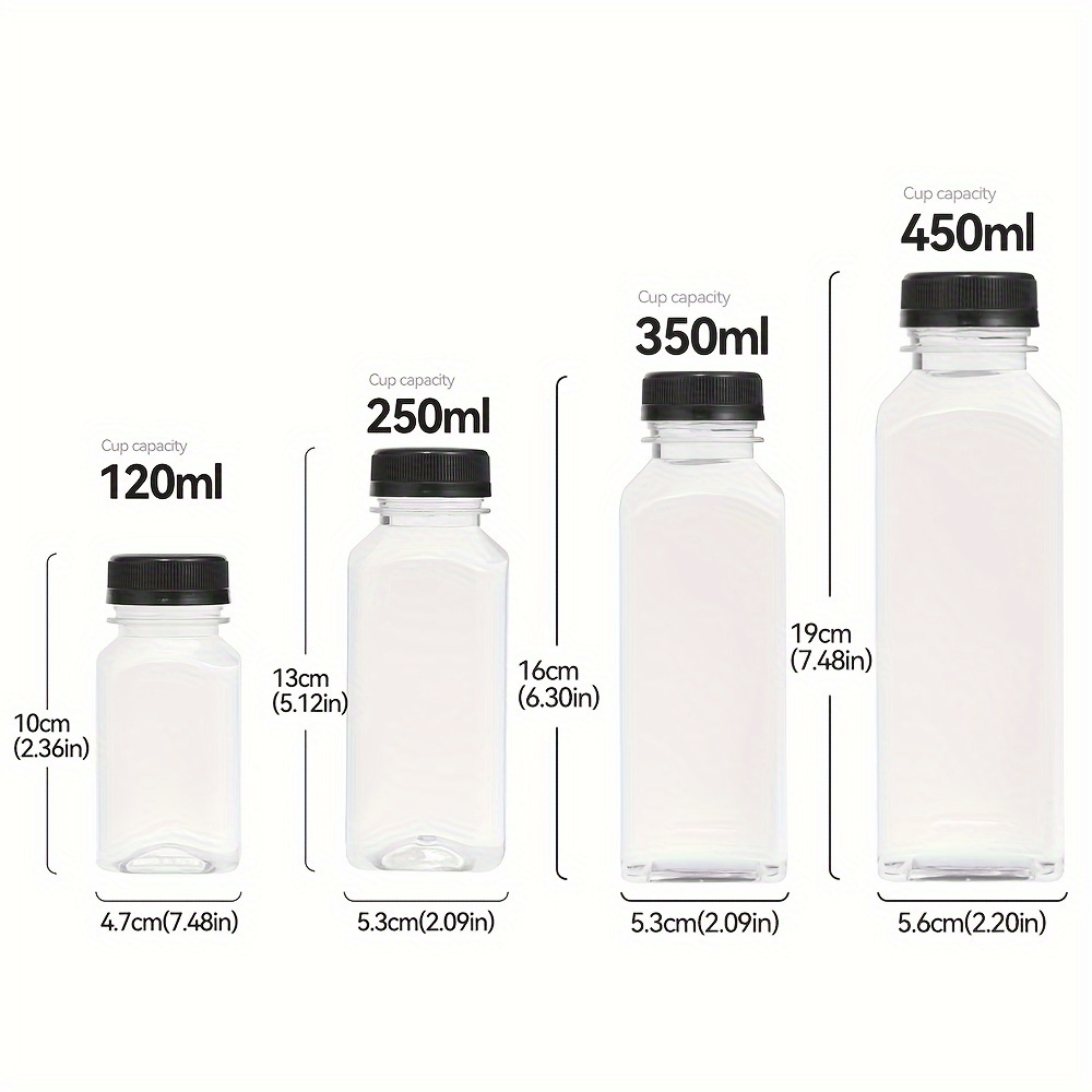 17 oz Milk Carton Water Bottles Plastic Clear Portable Reusable Box Shaped  Container Juice Tea Jug for Travelling Sports Camping Outdoor Activities (2
