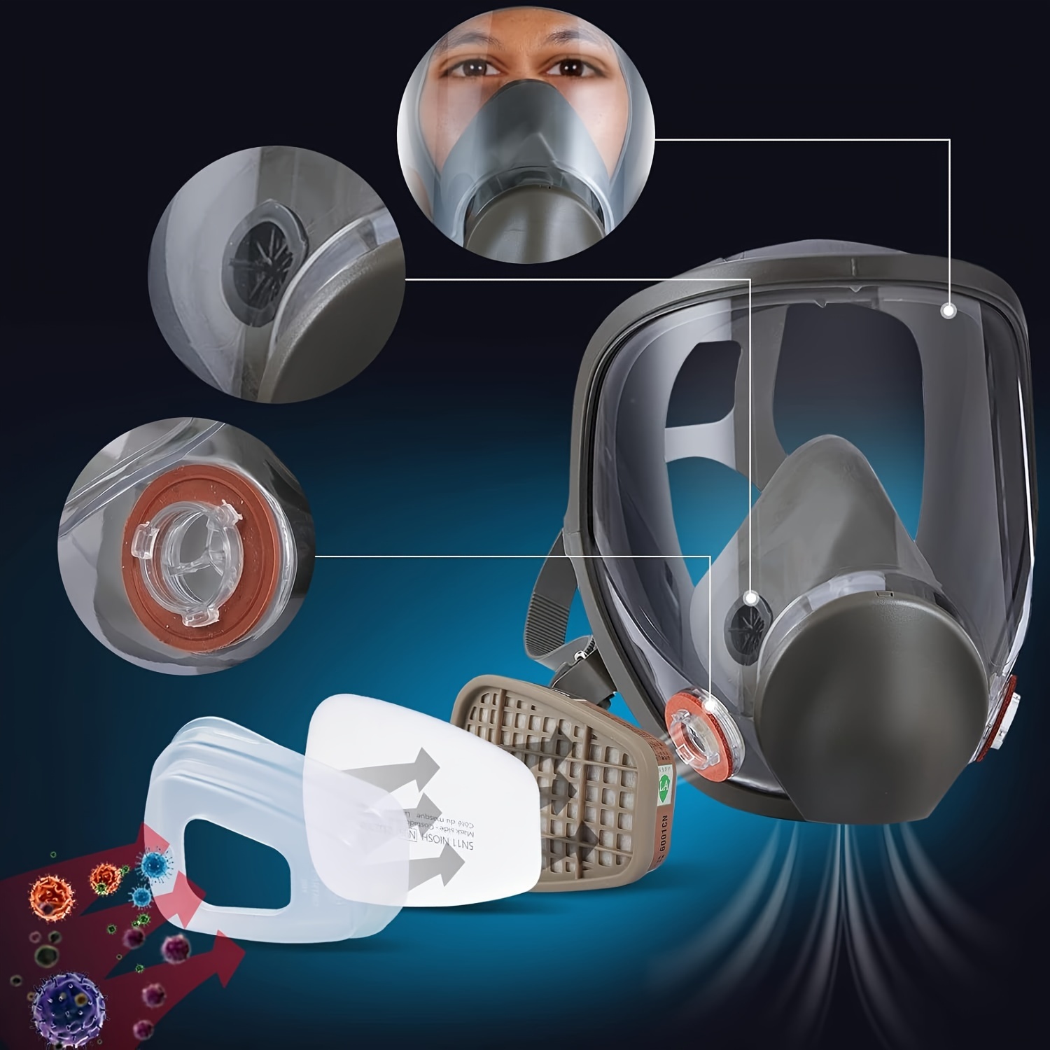 Masque Respiratoire Complet Avec Filtres 15 En1 6800 Masque - Temu