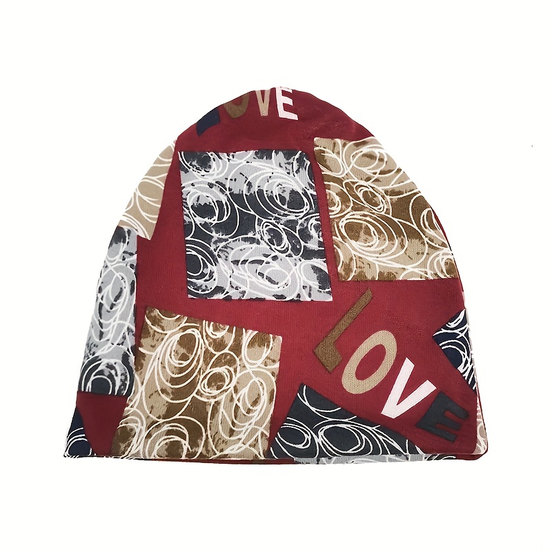 Stitching Print Beanie Hat Stacking Hat Outdoor Cycling Unisex