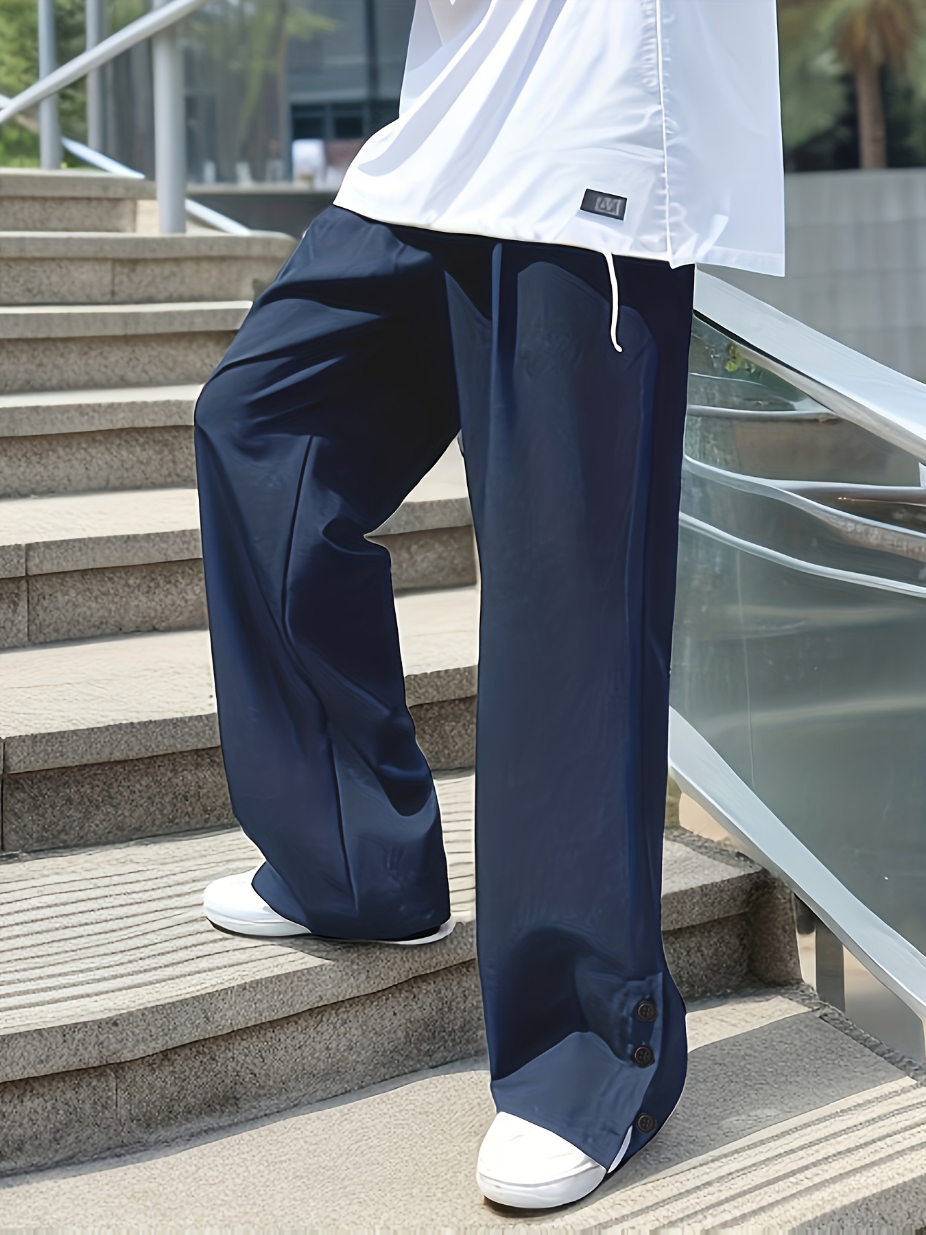 Khaki Pant Suit for Women Solid Color Loose Fit Straight Leg Suit