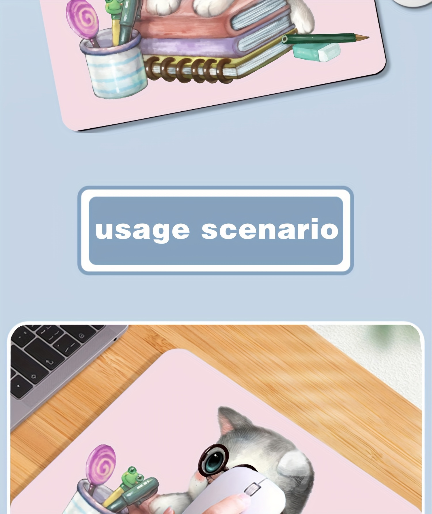 SAQUITOMAGICO Tapis de souris d'ordinateur avec motifs drôles d'animaux  (chat lunettes)