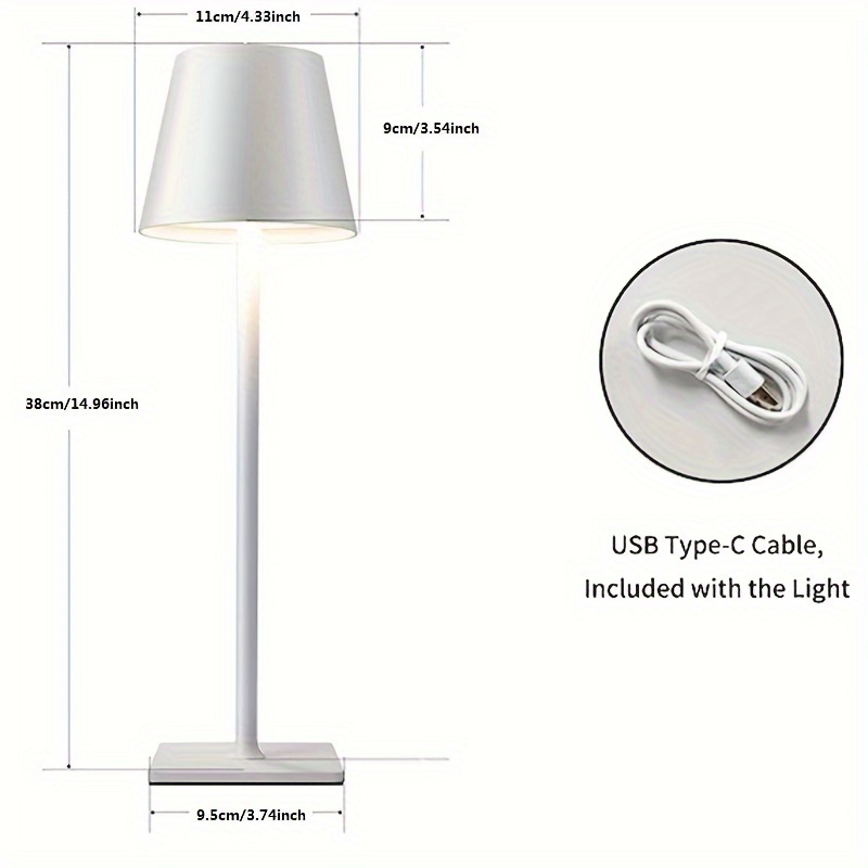 Metal Cordless Table Lamps 5000mah type c Rechargeable Desk - Temu