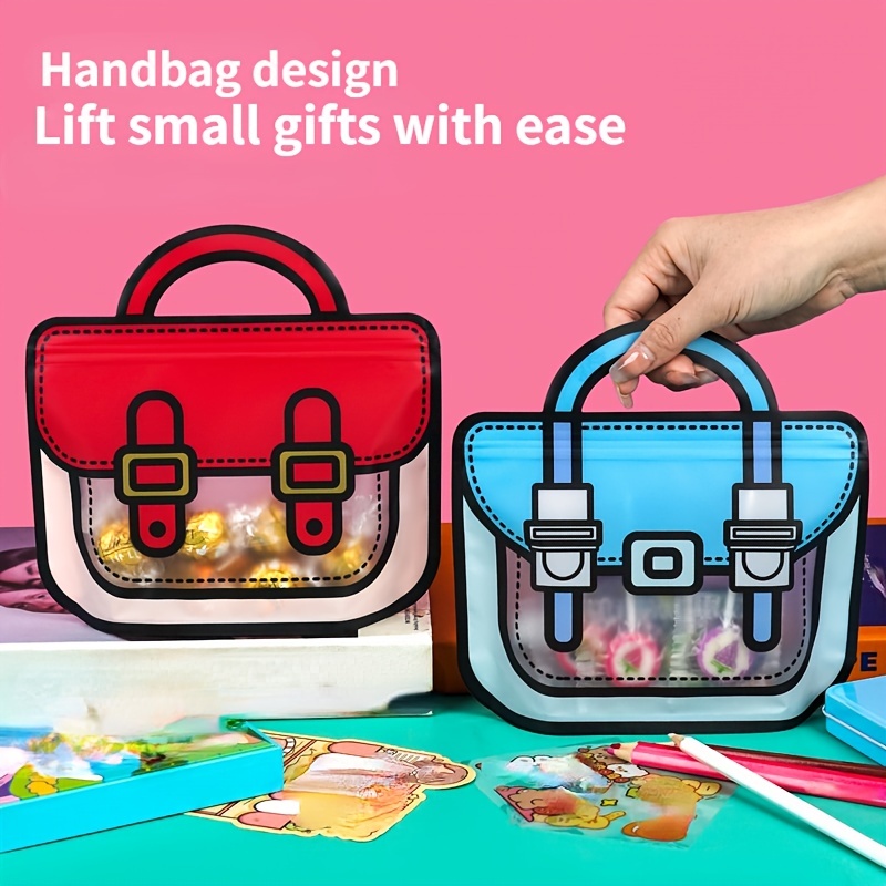 

10 Pcs Creative Hand Bag Shape Cookie Candy Plastic Zipper Bag Gift Snack Bag Birthday Graduation Party Supplies