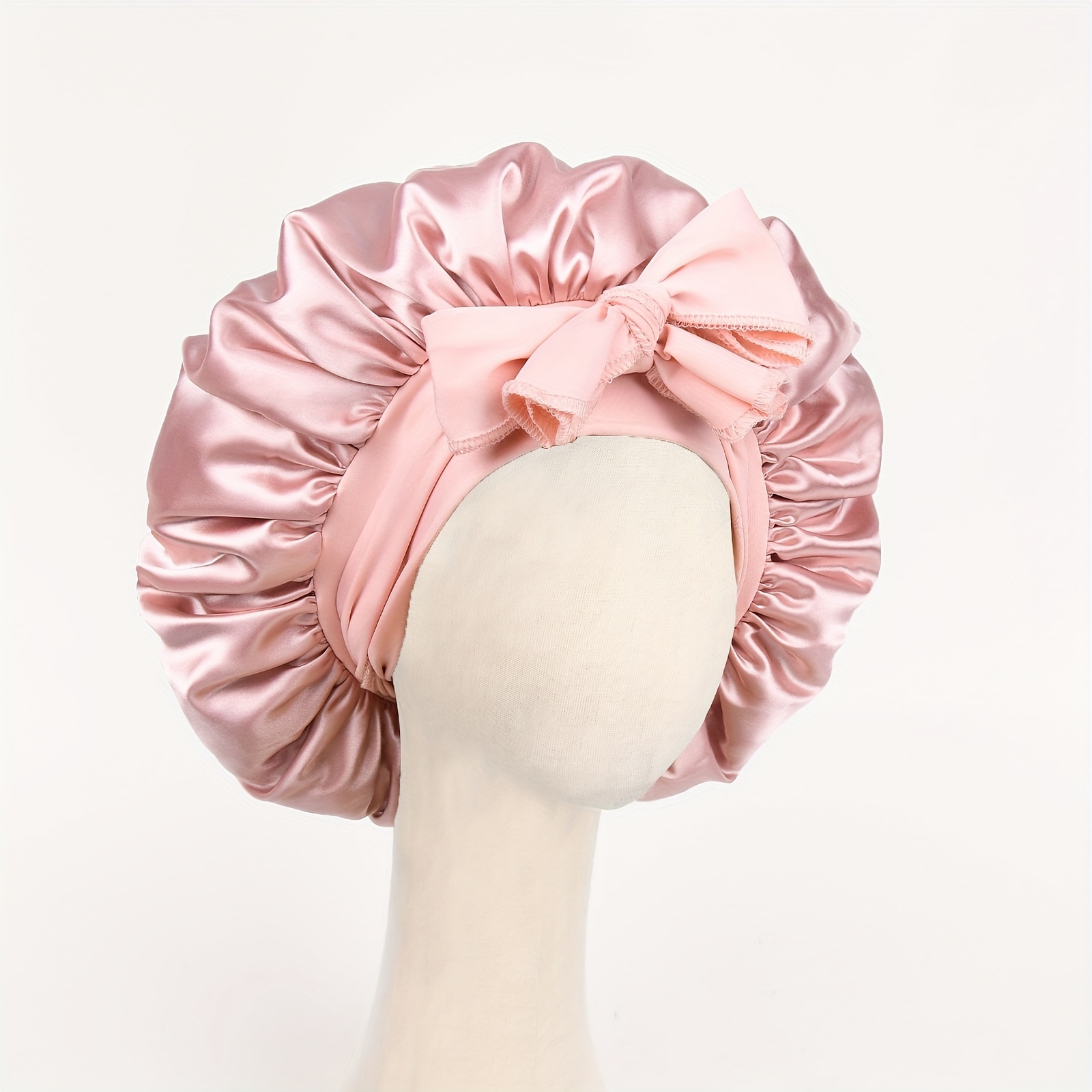 Pink Detangler brush + Black pink flowers Satin Hair Bonnet