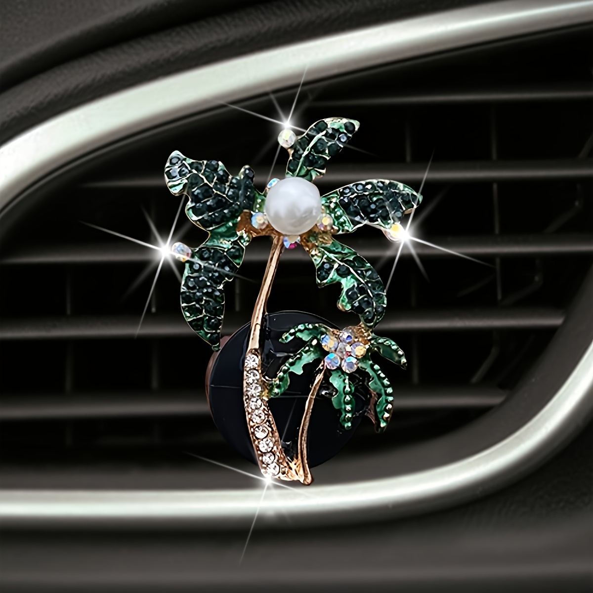 

Coconut Tree Rhinestone Car Air Vent Decoration Clip, No Scent Tablet