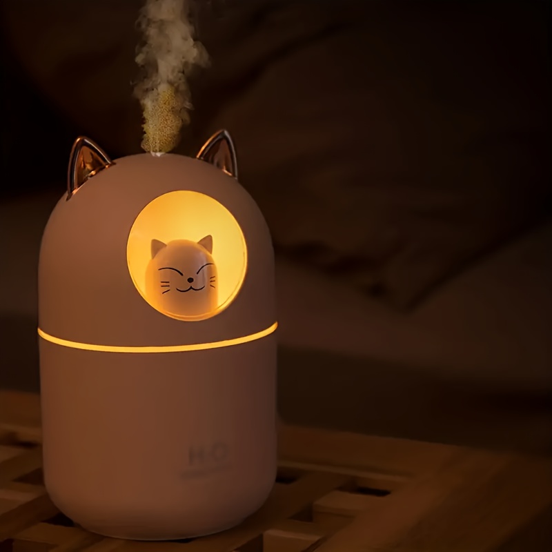 Cute Cat Air Humidifier Light Colorful, USB with Atmosphere Night Light,  Cartoon Pet Humidifier, Ultra Silent Desktop Air Replenishing Humidifier  for