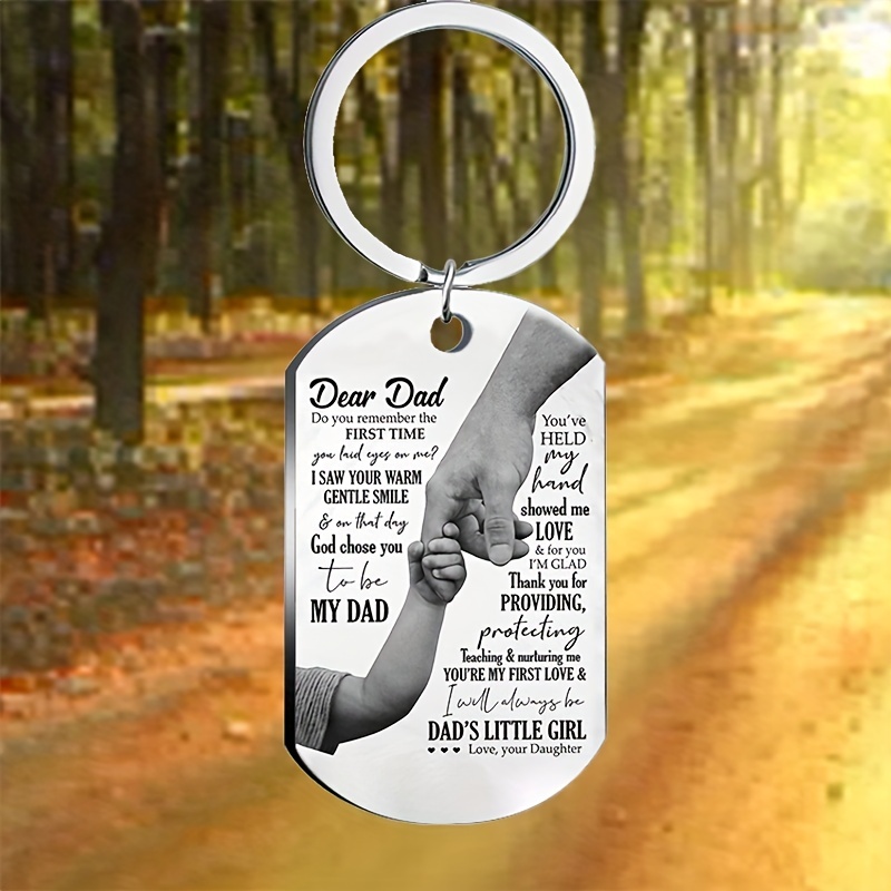 Color Printed Army Tag Dear Dad Daughter Stainless Steel Necklace &  Keychain Set, Father's Day Gift