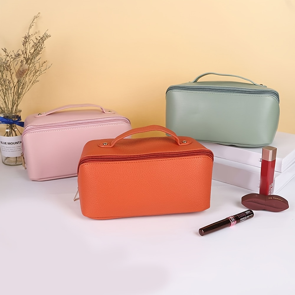 Large-Capacity Makeup Bag Leather Cosmetic Bag Women Multifunction  Toiletries Organizer Portable Travel Waterproof Storage Case