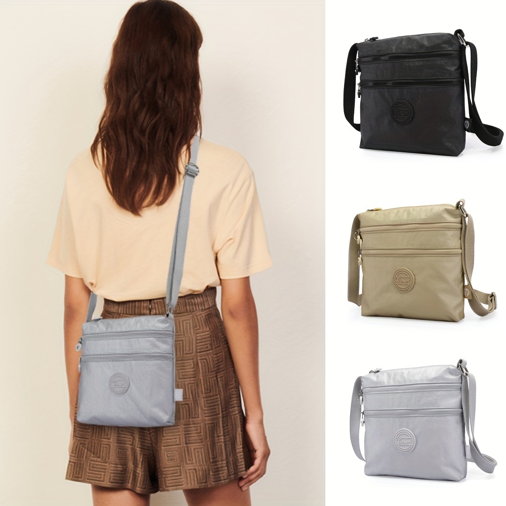 S tan nylon crossbody bag