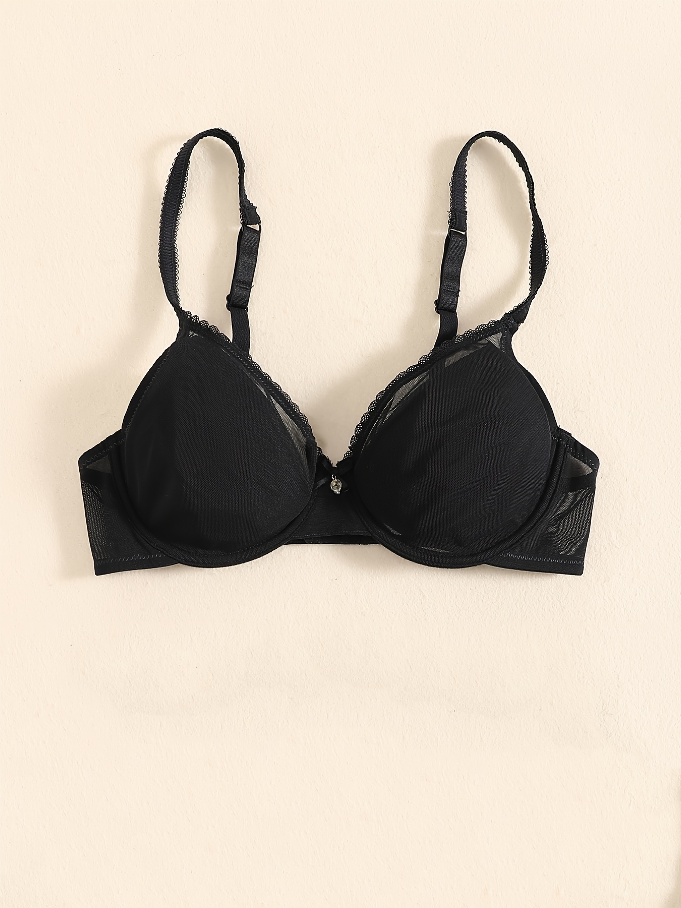 EHQJNJ Black Bralette for under Sheer Shirt with Support Womens Underwear  Front Buckle Embroidered Underwear Gathered Thin Cotton Cup Bra Without