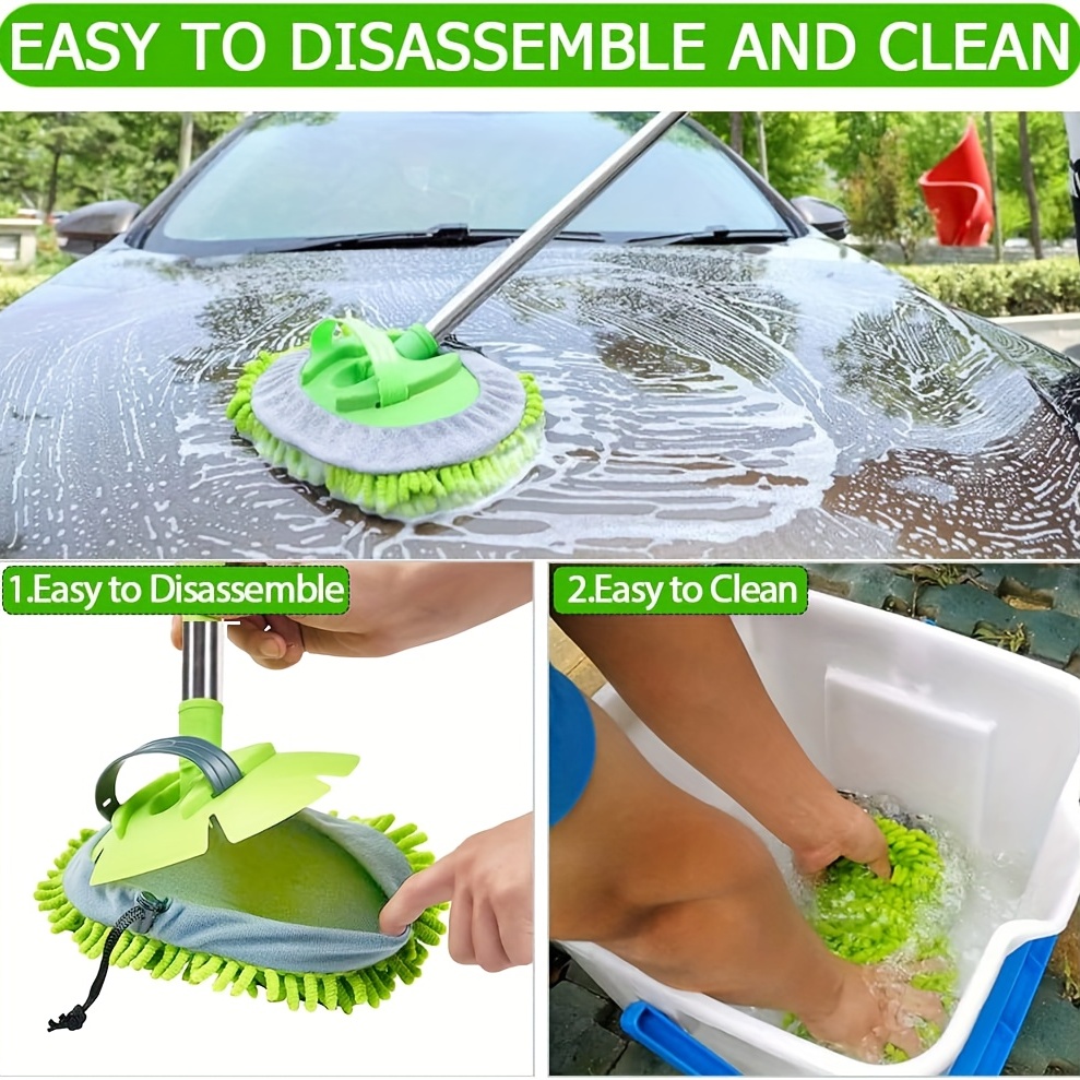 2023 New Car Cleaning Brush Car Wash Brush Telescoping Long Handle Cleaning  Mop Chenille Broom Auto Accessories - Temu