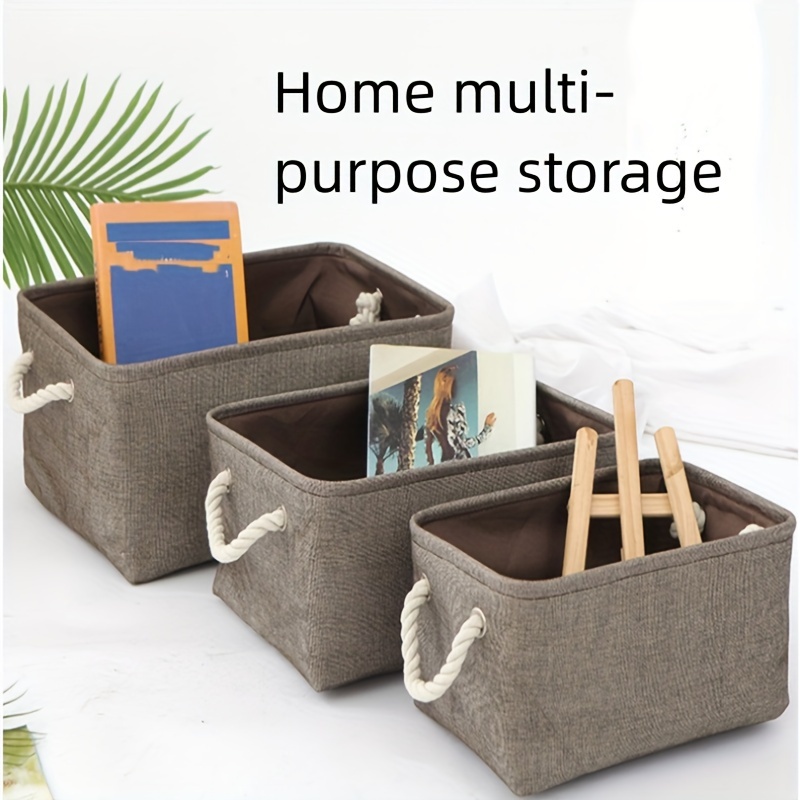 Linen Storage Basket Portable Handle Desktop Finishing - Temu