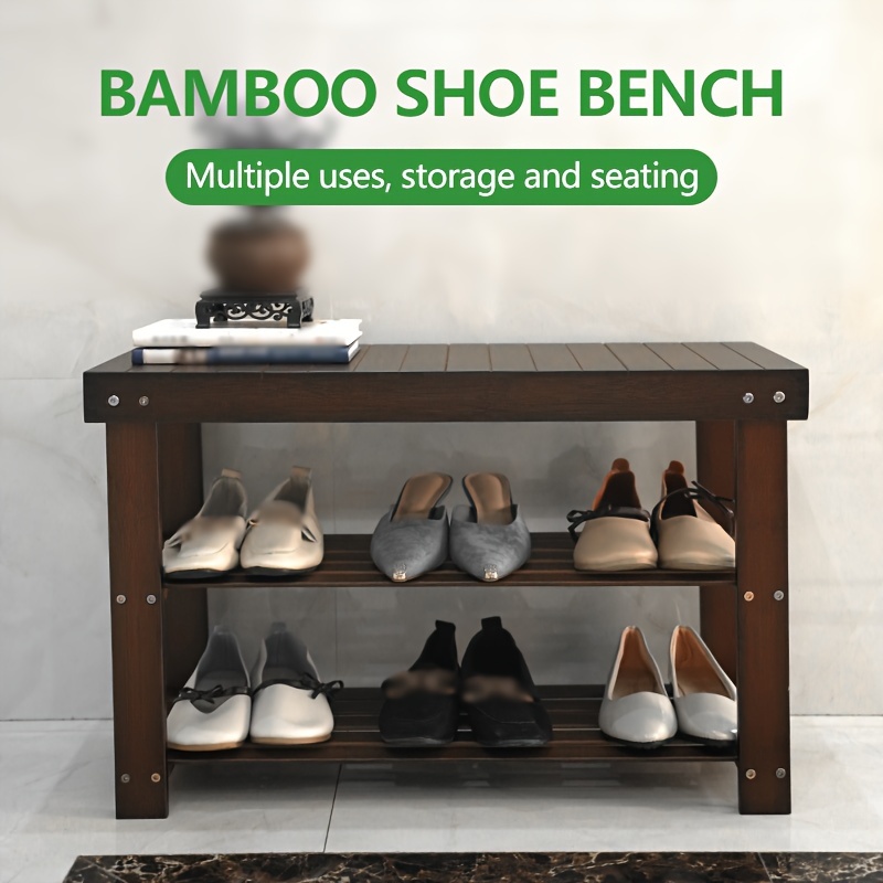 Sitable Bench Shoe Slipper Storage Rack Organiser Wooden Shelf