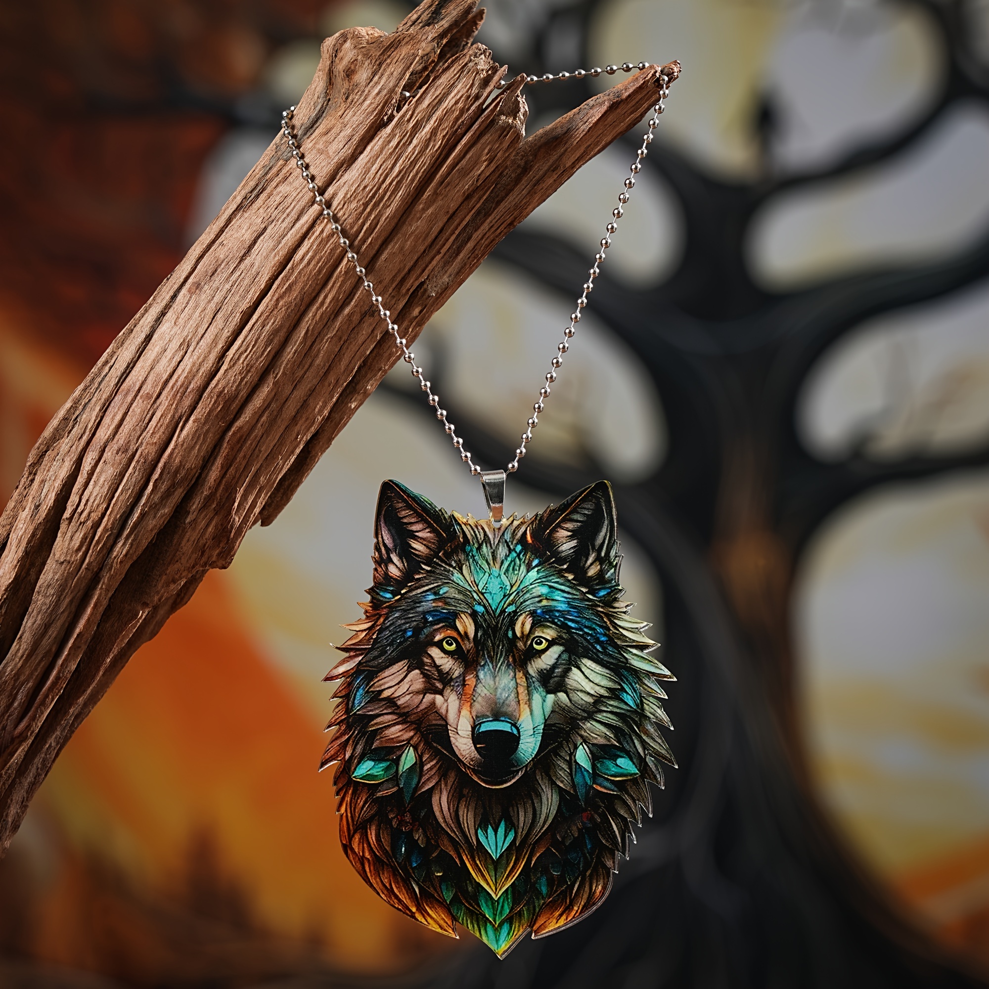 

1pc 2d Acrylic Colorful Wolf Window Hanging For Mom Aunt Sister Friend Car Rearview Mirror Pendant Key Pendant Bag Pendant Home Decoration Holiday Accessory Easter Couple