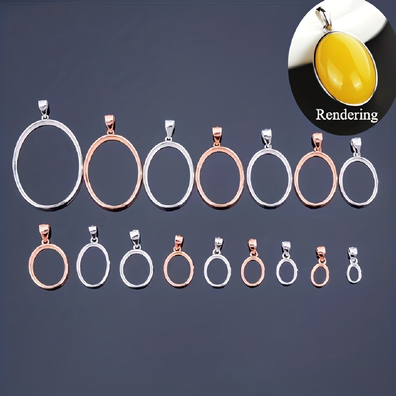 925 Sterling Silver Oval Shape Bezel Pendant for DIY