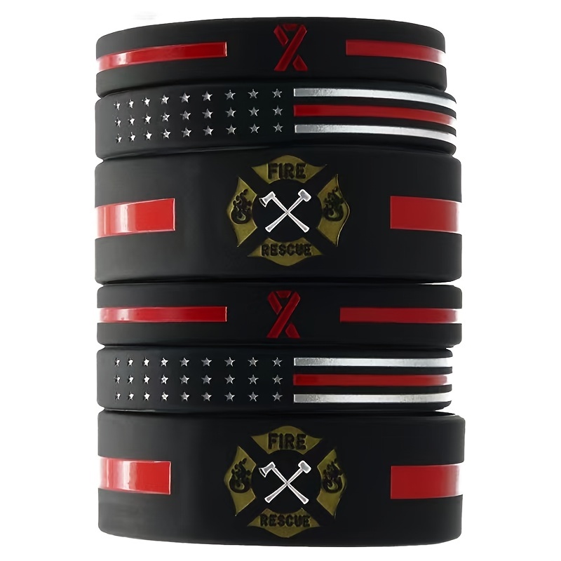 Firefighters Fireman Fire Guard Rubber Bracelet Stretchy Silicone Wristband
