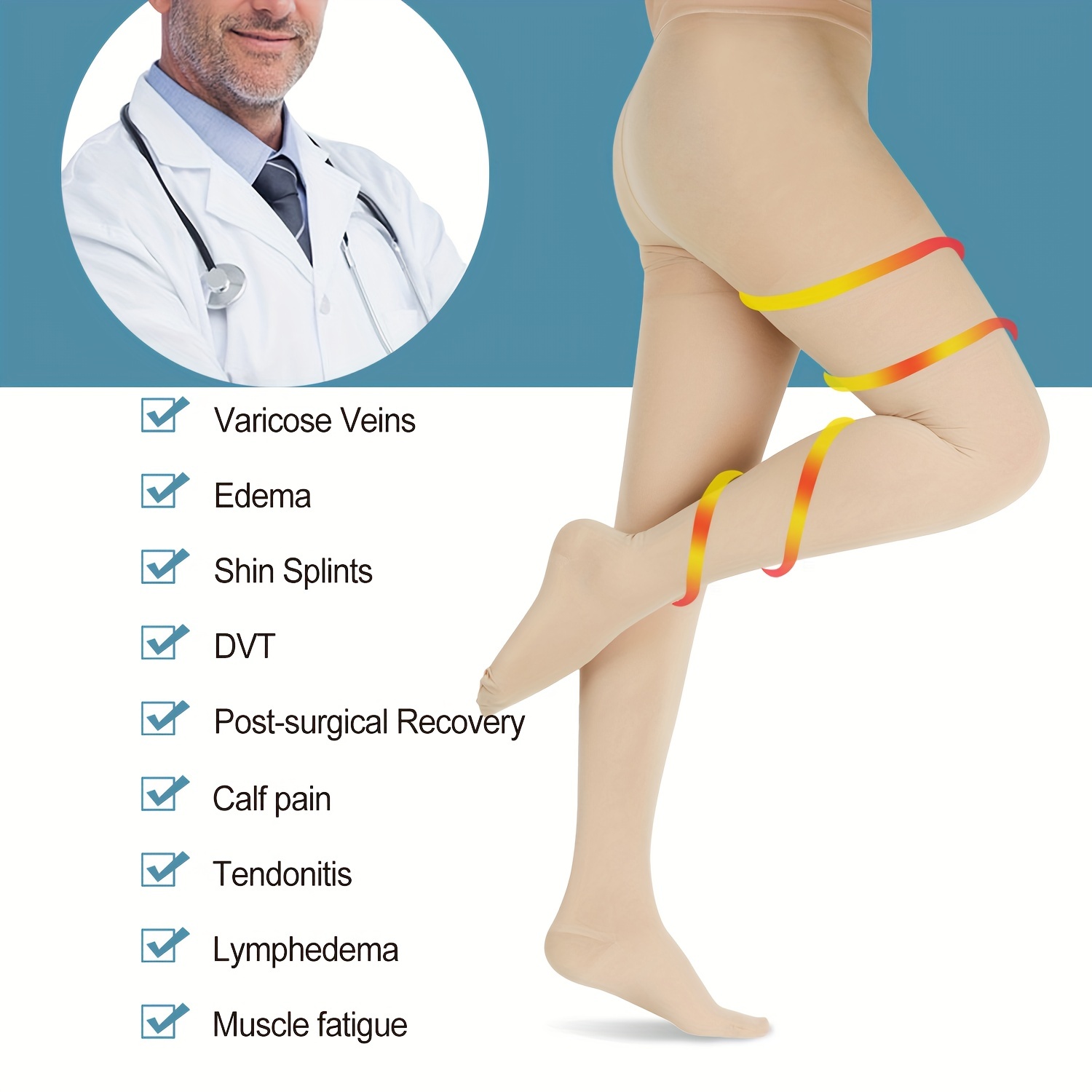 Compression Hosiery. Medical Compression Stockings and Tights for Varicose  Veins and Venouse Therapy. Tights for Man and Women Stock Image - Image of  knee, elegant: 176078989