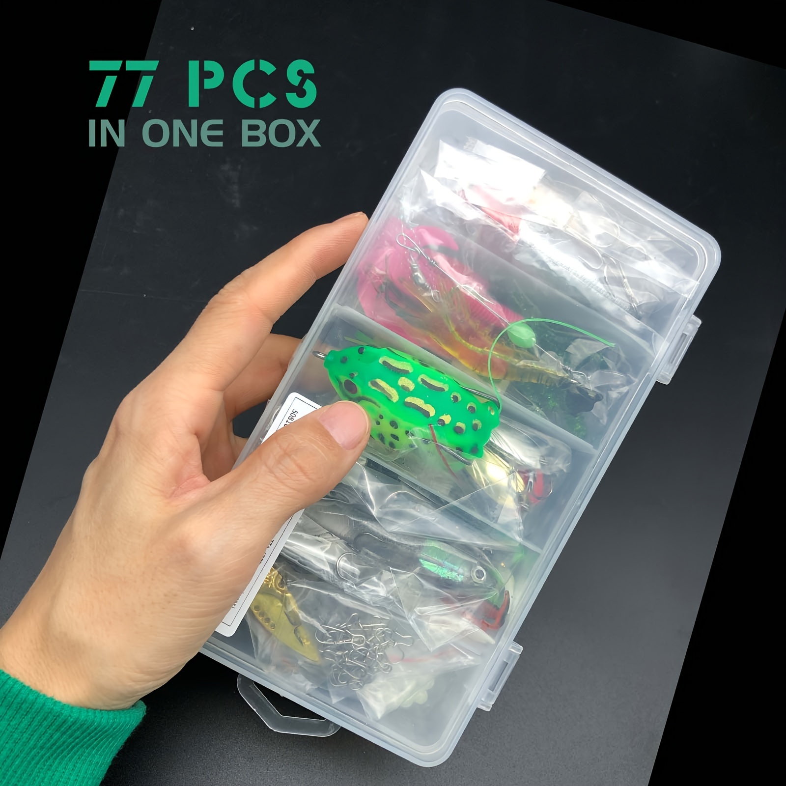 Fishing Lures Tackle Box Bass Fishing Kit,Saltwater and Freshwater Lures  Fishing Gear Including Fishing Accessories and Fishing Equipment for Bass,Trout,  Salmon 92pcs Fishing Tackle Box