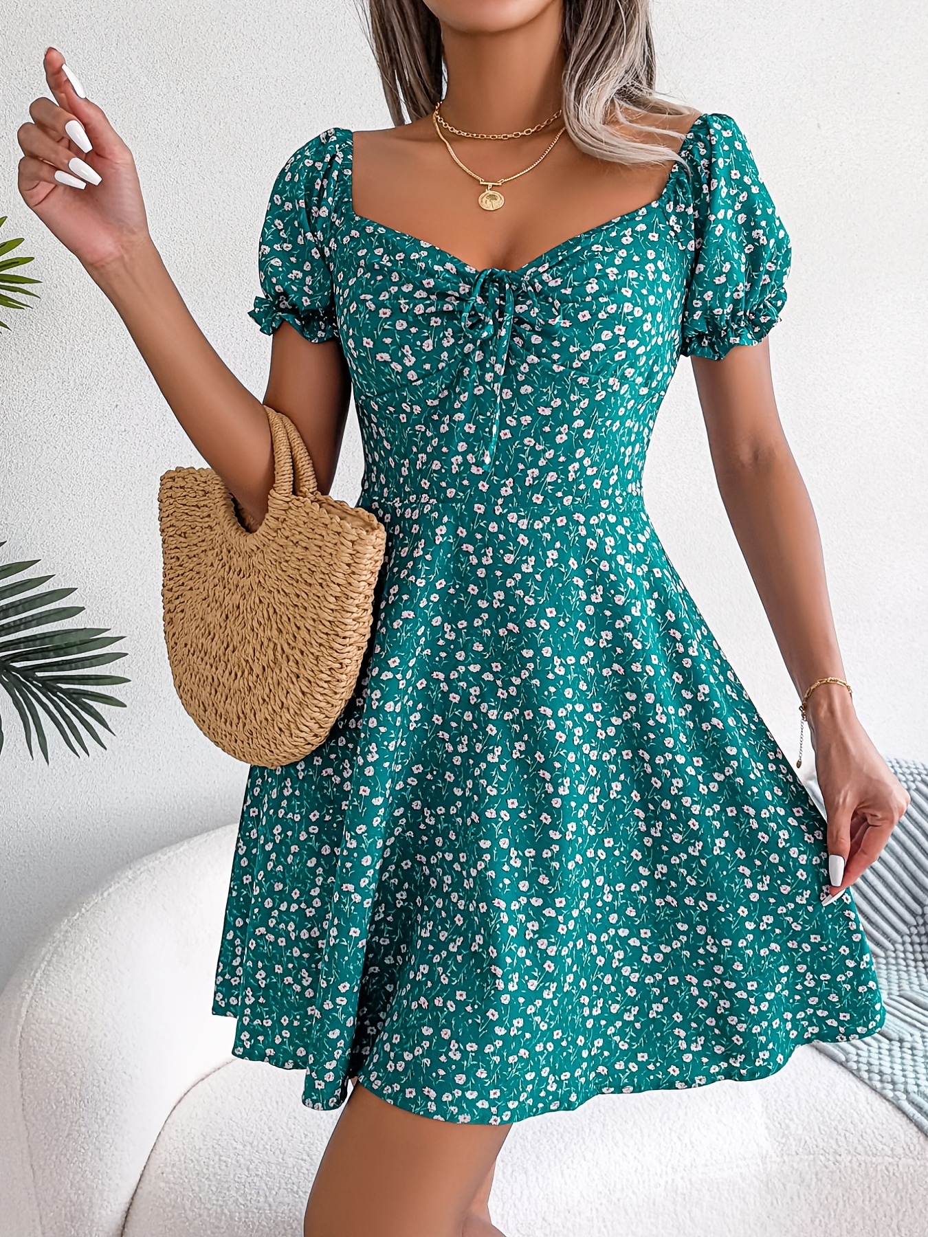 Ditsy Floral Dress Green