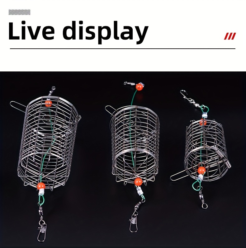 2pcs Small Bait Cage Fishing Trap Basket Feeder Holder Stainless