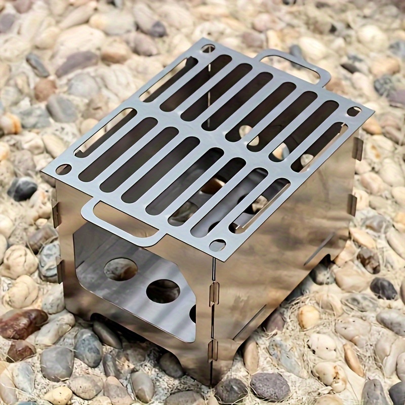 1pc, Barbecue Grill, Outdoor Camping Stove, Portable Ultralight Folding  Stainless Steel Wood Stove, Barbecue Grill For Camping Fishing Hiking, BBQ