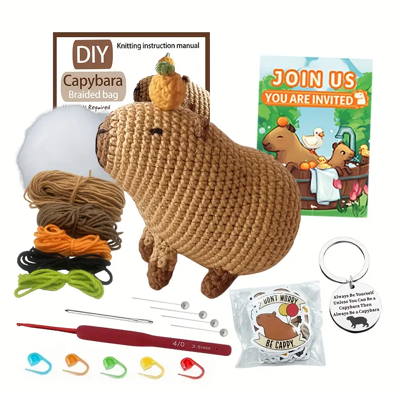 Capybara Crochet Material Package Cute Animal Woven Material - Temu