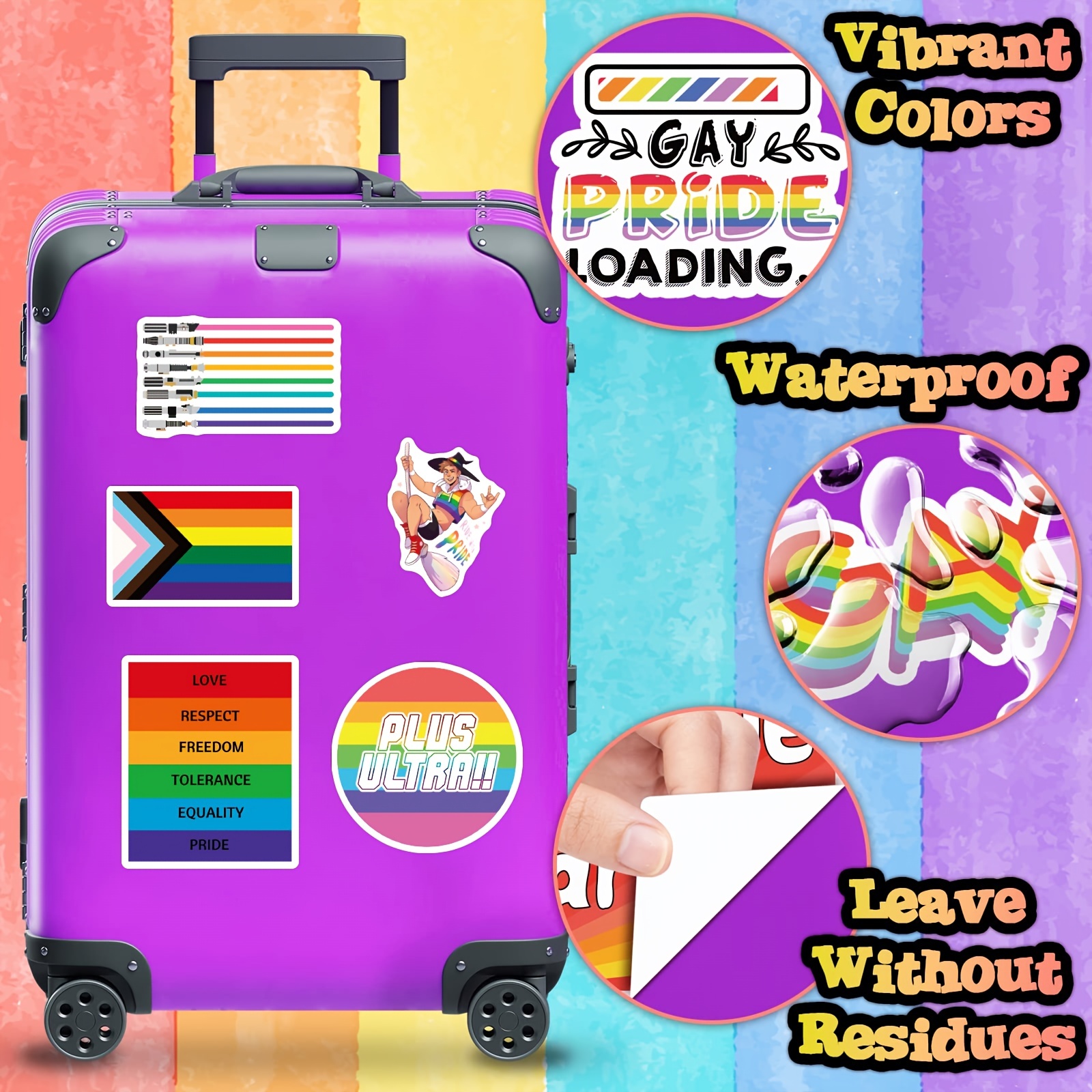 50 Unique Gay Pride Stickers Lgbt Colorful Decals Water - Temu