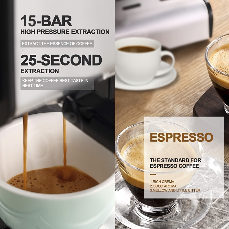 15 Bar Espresso Coffee Machine Semi Automatic Ese Pod Ground - Temu