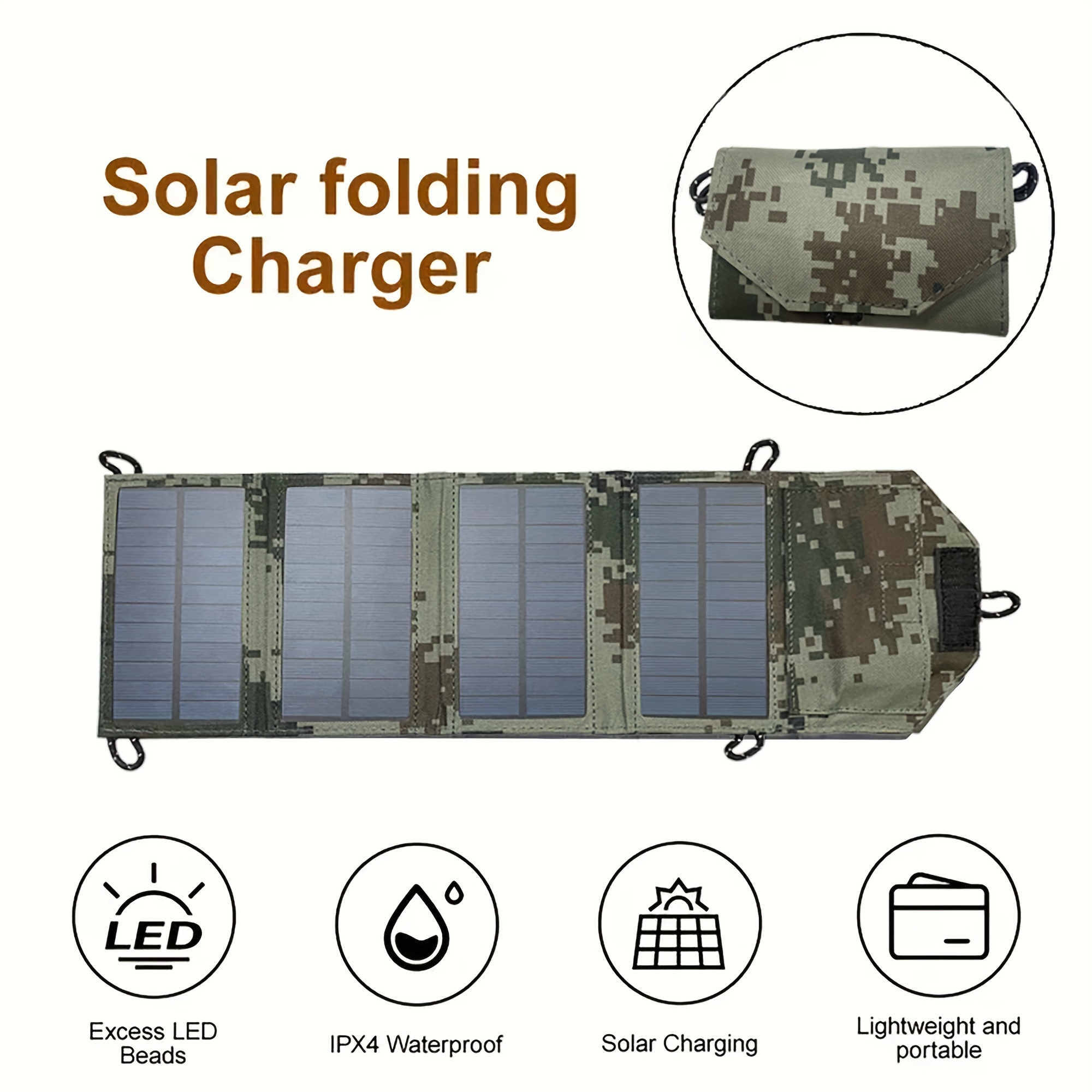 Cargador Panel Solar Portátil Plegable Exteriores, Kit Panel Solar Completo  10000mah, 5v, Cargador Solar Teléfono Móvil Aire Libre - Automotriz - Temu