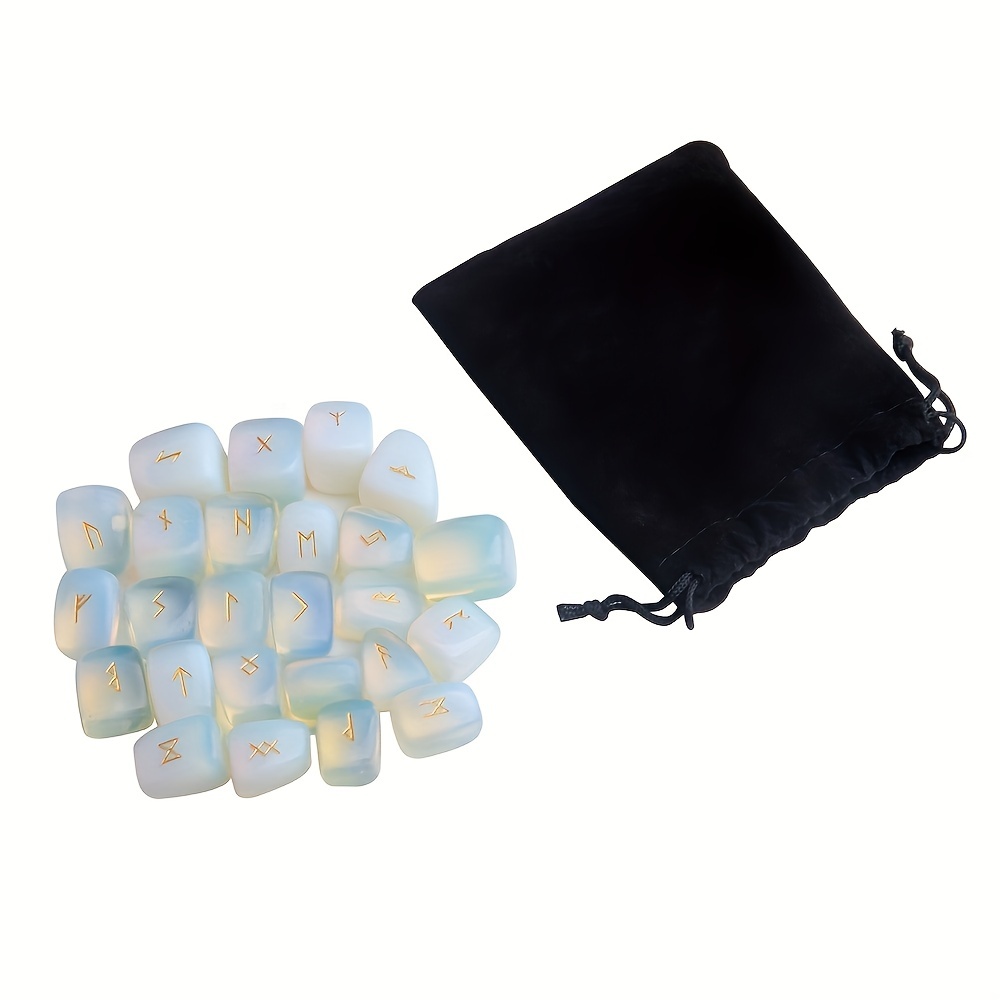 Opalite Runes Stone Set 25pcs with Storage Bag