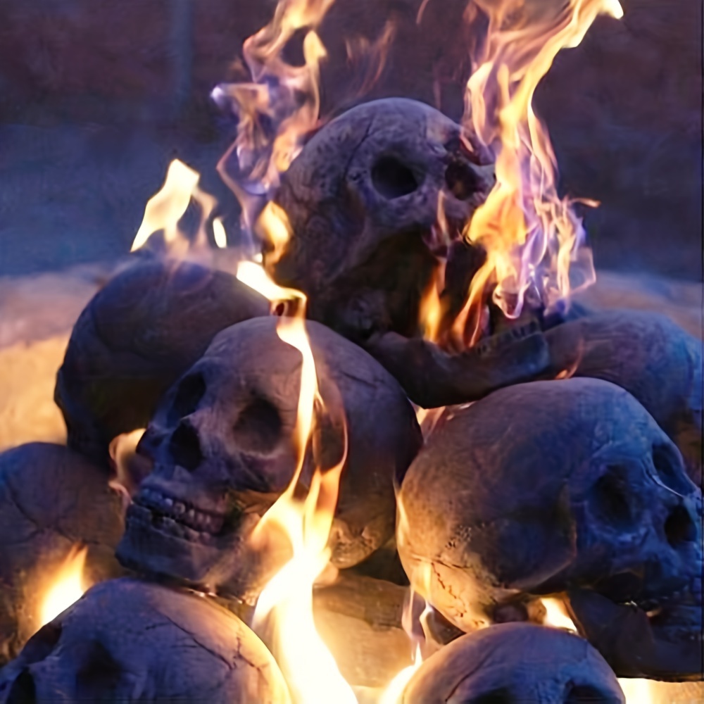 Skull Ceramic Reusable Halloween Fire Pit Skull Fire Logs - Temu