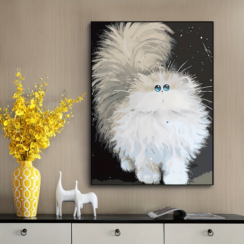 1pc Flower Cat DIY Artificial Diamond Art Special Shape Artificial Diamond,  Diamond Painting For Beginners Home Wall Decor Gift, Holiday Gift