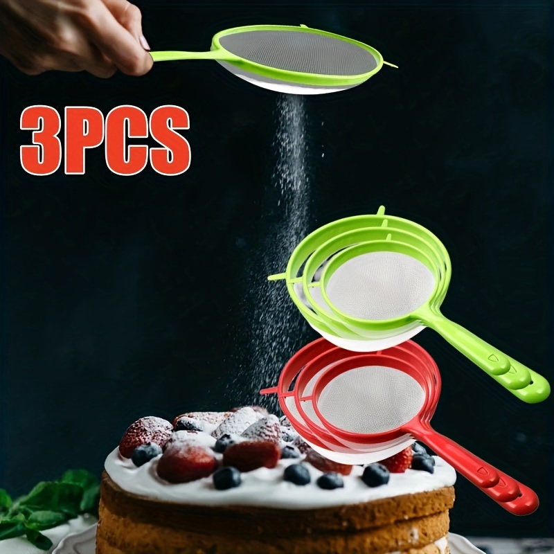 3pcs Set Multi Purpose Plastic Mesh Strainer With Handle Perfect For Flour  Juice Tea And More Essential Kitchen Baking Tool - Sports & Outdoors - Temu