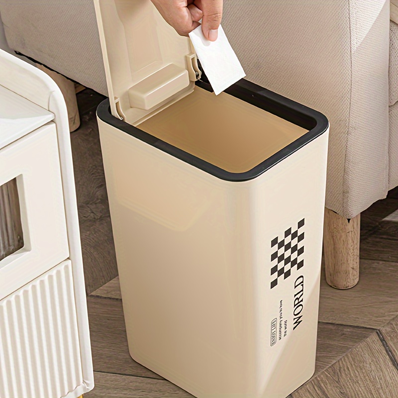 1PC Narrow Slit Garbage Can, Household Large Capacity Garbage Can, Kitchen  Bathroom With Lid Trash Can, Kitchen Bathroom Bedroom Office Accessories