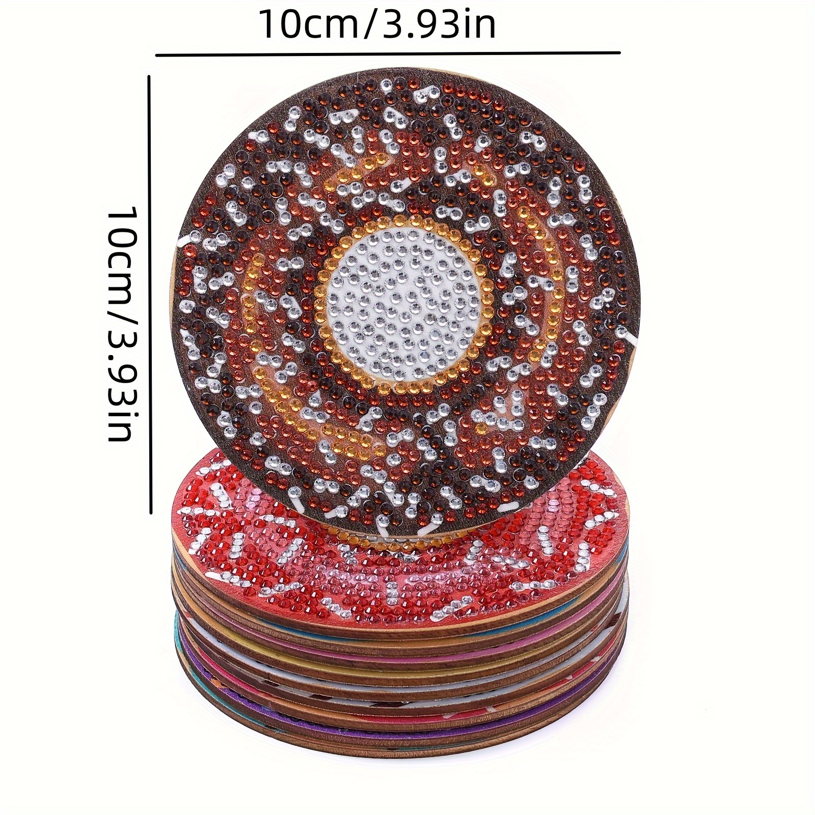 Colorful Donut Pattern Diamond Painting Coaster Kit Diy - Temu