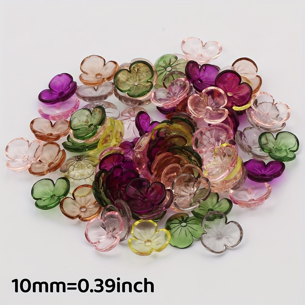 

200pcs Multicolor 10mm Transparent Acrylic Petal Beads For Jewelry Making, Necklace Bracelet Earrings Keychain Diy Material Accessories