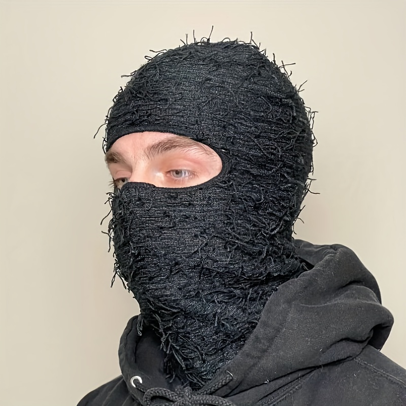 Cagoule en tricot à pampilles Y2K, masque de ski complet, cache