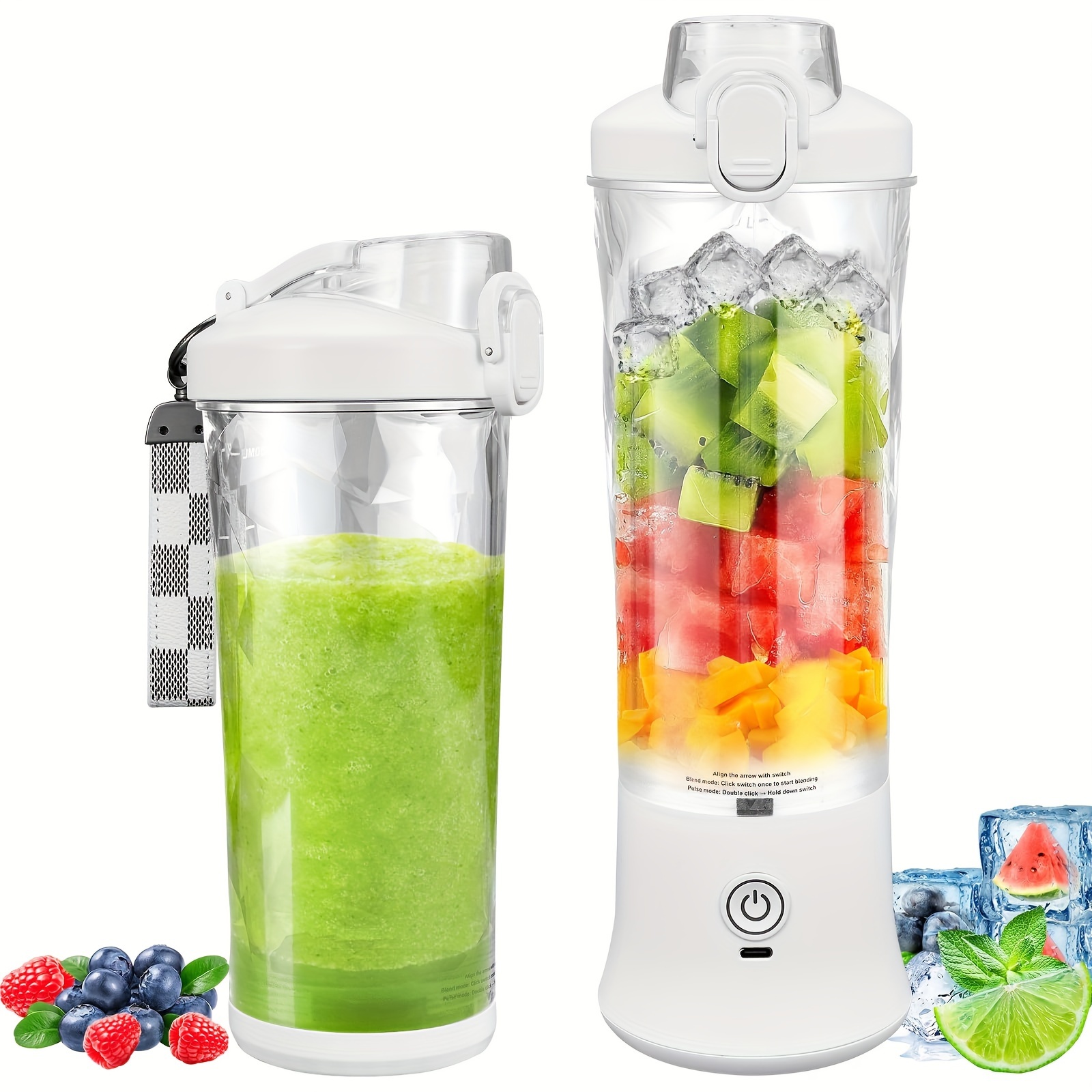 Portable Blender for Shakes and Smoothies with BPA-Free Travel Cup and Lid,  Personal Mini Portable Blender USB Rechargeable Portable Juicer with Six