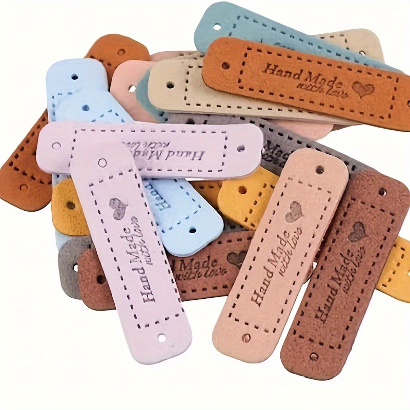 EXCEART 100 etiquetas de cuero hechas a mano para hacer sombreros,  etiquetas de cuero hechas a mano para ganchillo DIY, etiquetas de  ganchillo