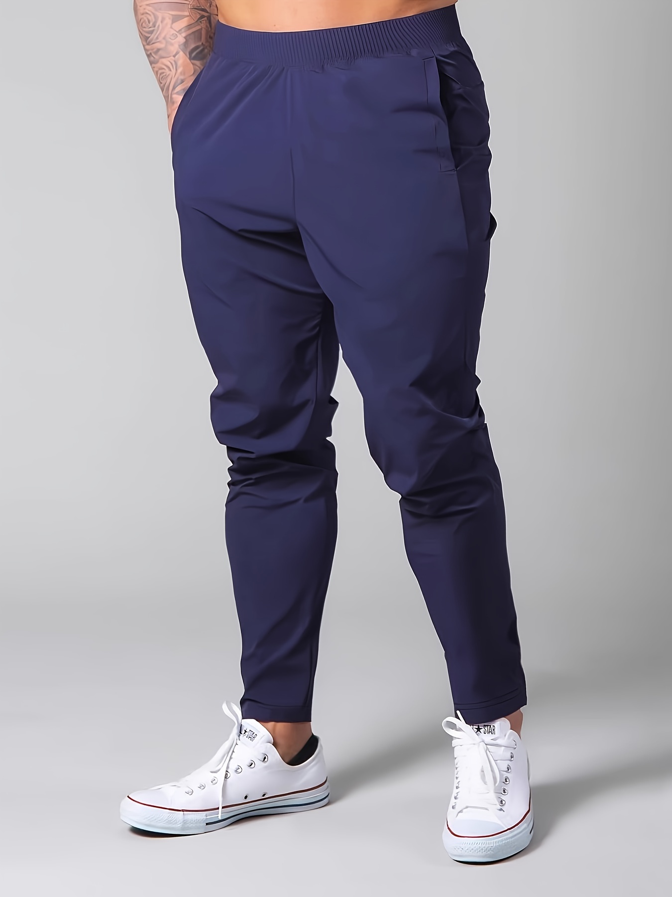Men's Jogger Sweatpants Slim Fit Nylon Stretch Athletic Pants - Navy / S