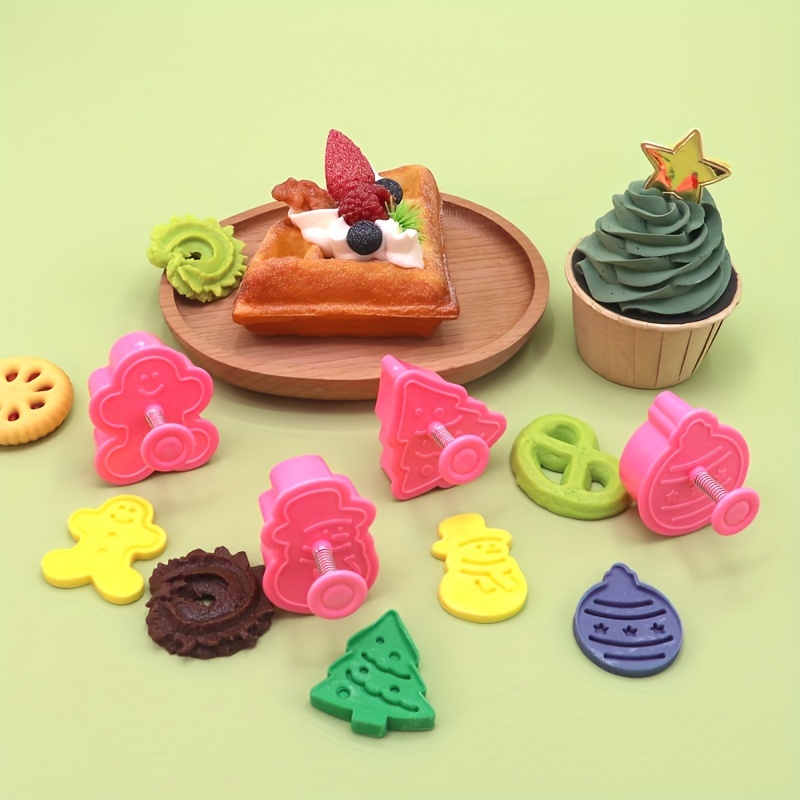 Christmas Cookie Plunger Cutters Xmas Fondant Cutters Cookie - Temu