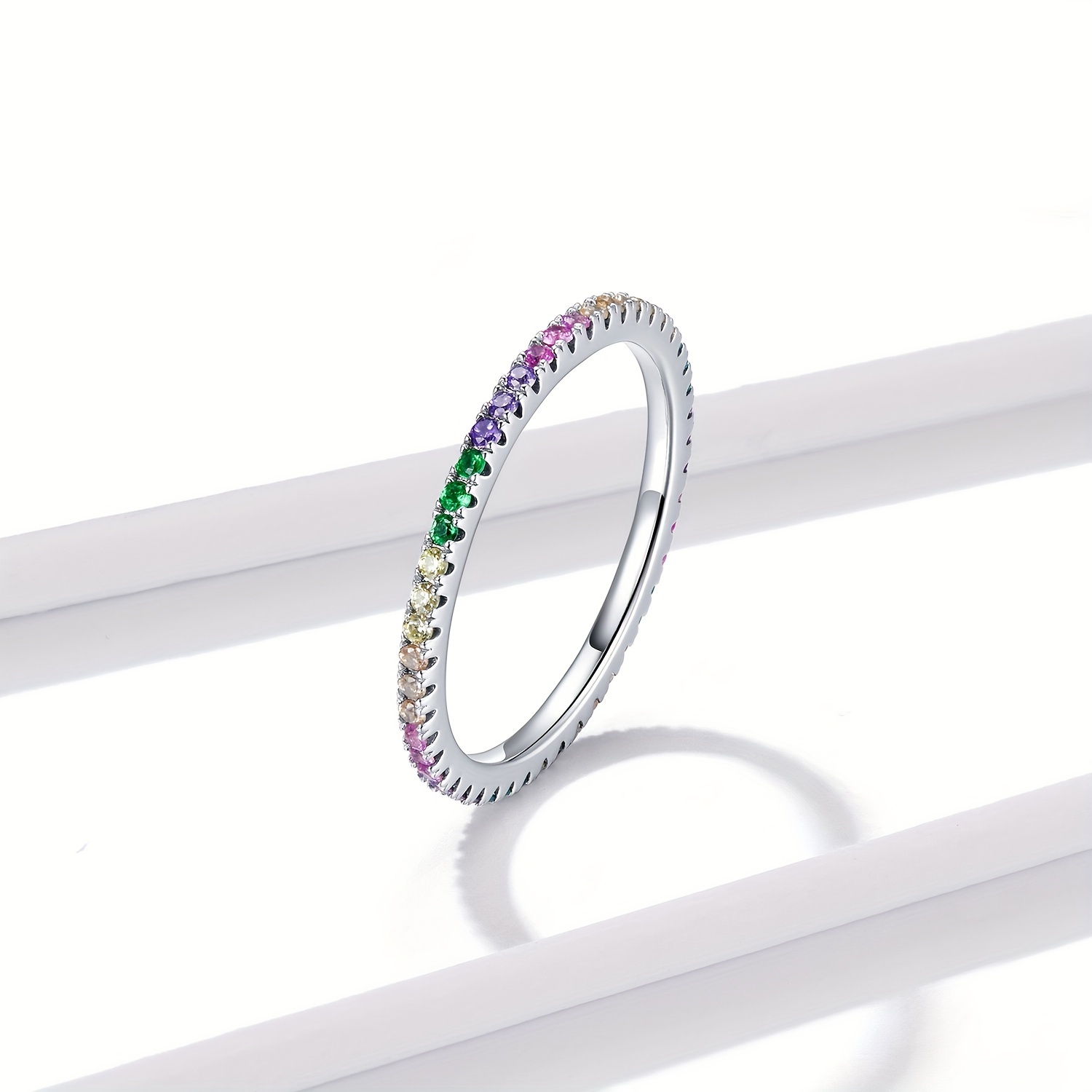 925 Sterling Silver Colorful Zircon Classic Ring