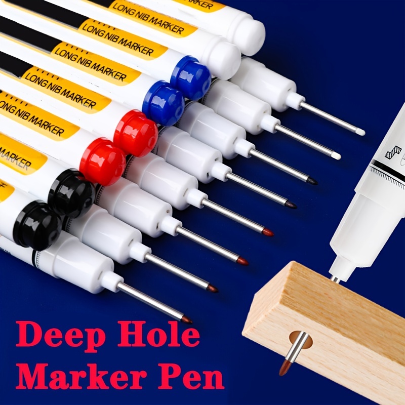 Multi-Purpose Deep Hole Marker Pens Deep Drill Hole 20mm Long Nib Markers  Waterproof Marker Pens Bathroom Wood Working Pens 2023 - AliExpress